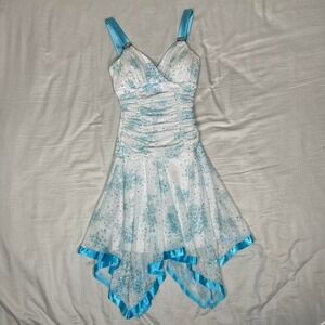 GRAIL y2k Deb white & blue sparkly fairy babydoll fairy dress